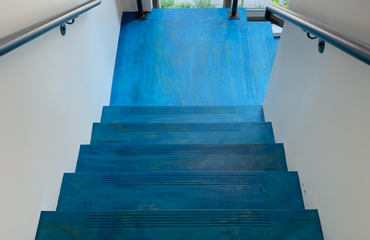 Stairs stained blue