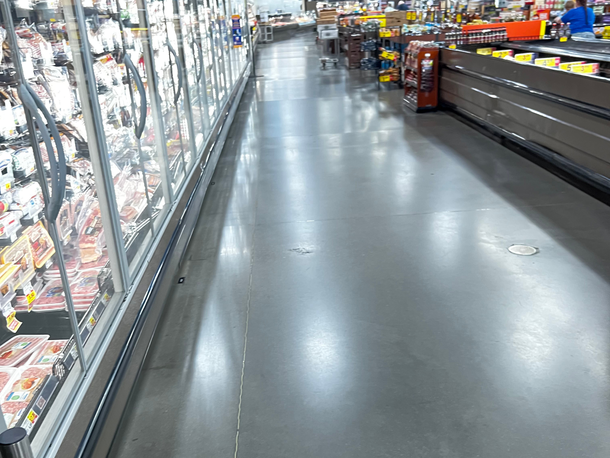 concrete floor in grocery store