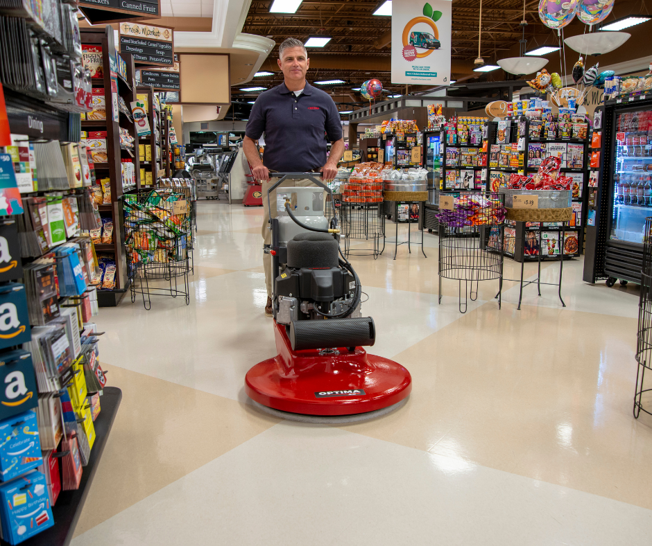 Male
        using burnishing in a grocery store 