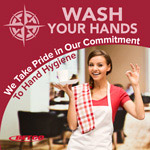 Wash your hand serving at restaurants poster