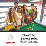 dont let germs win youth playing pool poster