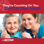Long term care sanitize your hands poster